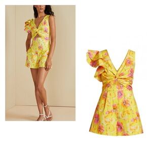 AMUR Joette Cutout Floral Printed Romper